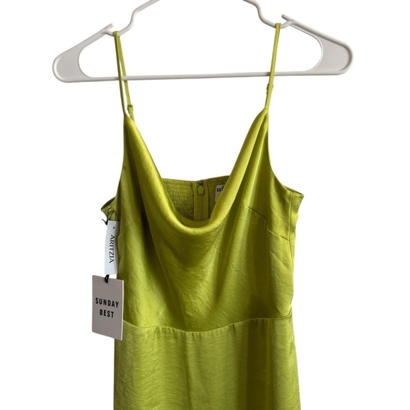 NWT Aritzia Sunday Best Spencer Satin Mini Dress, Pear Green, Size S - Picture 4 of 11